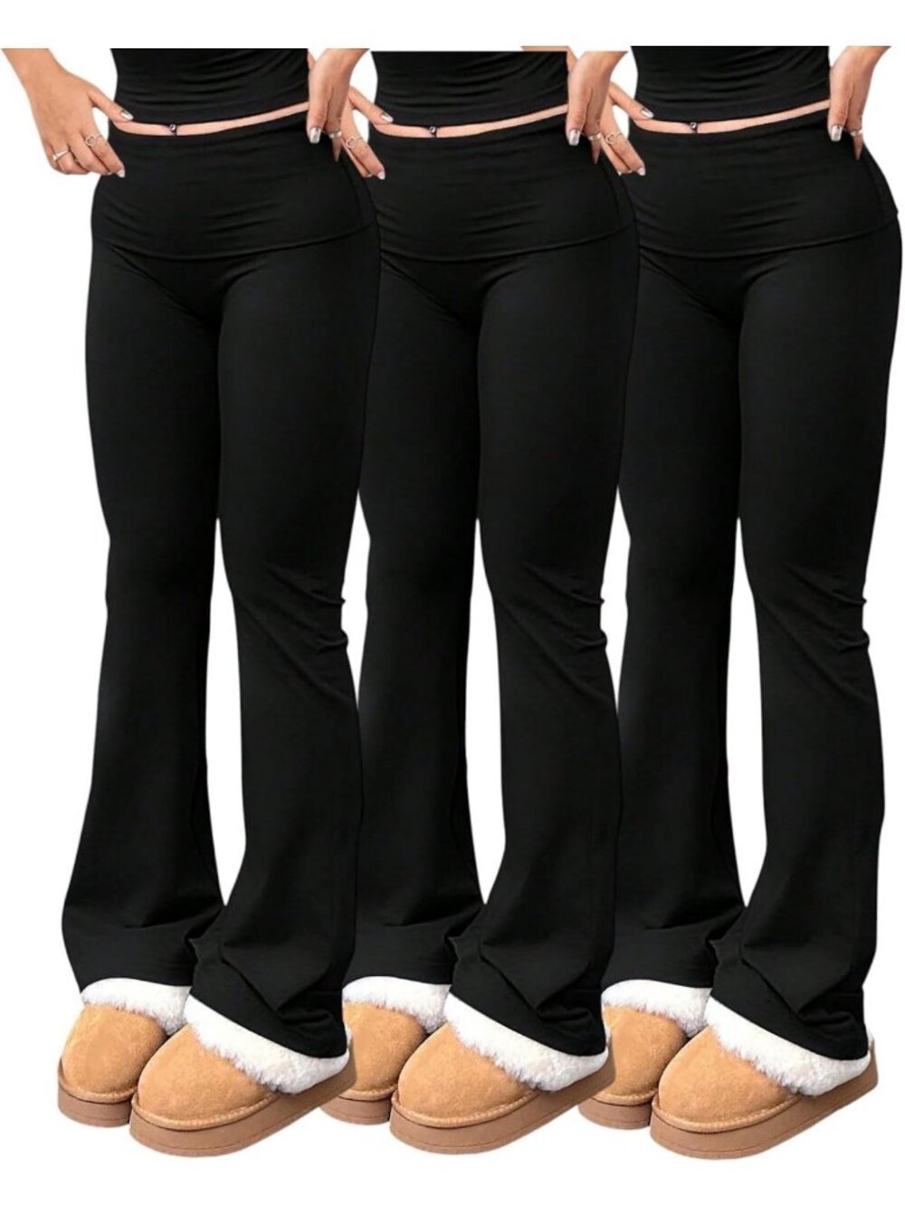 3 Piece High Waisted Yoga Pants Set | Flare Bootcut Leggings for Gym & Casual